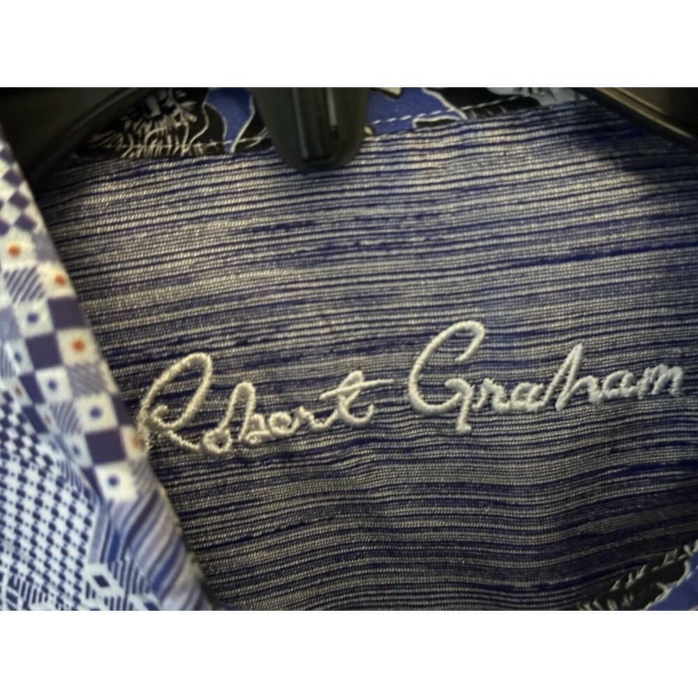 Robert Graham Shirt Mens Small Blue Geometric Long Sleeve Button Embroidered NWT - Picture 8 of 11